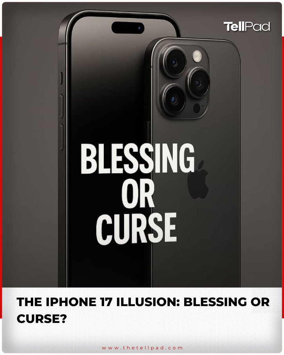tellpad's tweet image. The iPhone 17 promises innovation, but some say it’s just another expensive illusion. 

What&apos;s your take on it? 

#iPhone17 #AppleTalks #TechDebate #TellPad #InnovationOrIllusion #BlessingOrCurse #TechTrends #DigitalLifestyle