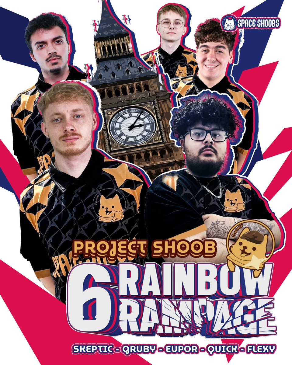 SpaceShoobs's tweet image. Shoob in Europe????!?!?!? 🐶➡️🇪🇺!!!!
We are partnering with #ProjectZero for #RainbowRampage in London this Friday. 🇬🇧

Playing as &quot;Project Shoob!&quot; 😱

💥@hellgruby
💥@1quick
💥@SkepticSnakee
💥@Flexy_r6s
💥@EuporR6 
🧠@DMC_R6 C