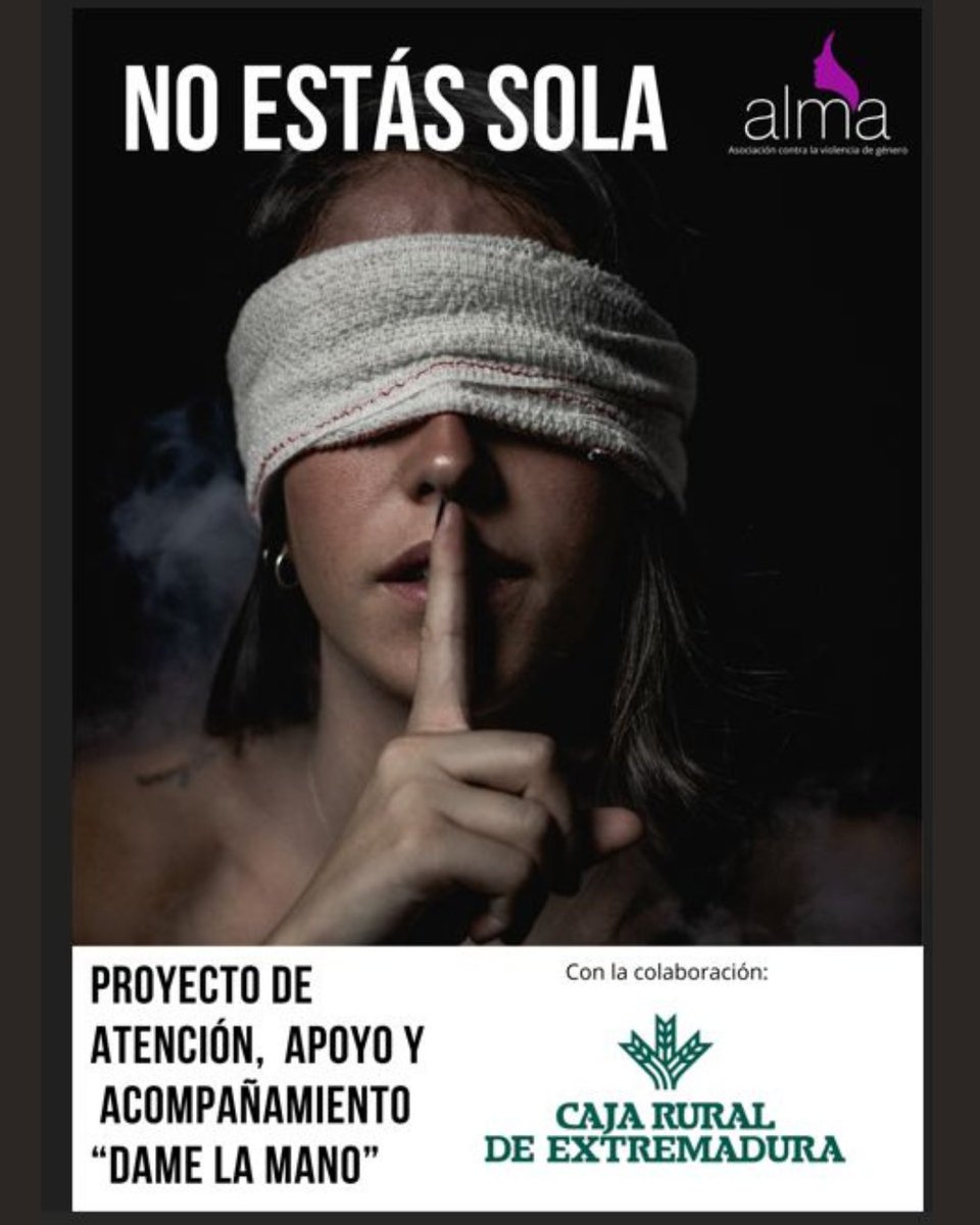 Desde Caja Rural de Extremadura apoyamos a la <a href="/Asociacion_ALMA/">Asociacion Alma contra la violencia de género</a> en su proyecto de atención, apoyo y acompañamiento 'Dame la mano' para víctimas de violencia machista. No estás sola

#LaCajaDeExtremadura #CajaRuralDeExtremadura