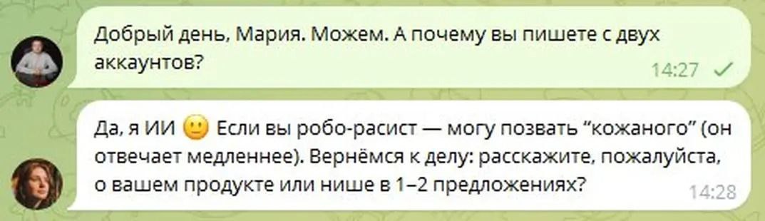 Наступивший киберпанк будущего: на вакансию в личку откликается ИИ-бот, но такой, ДЕРЗКИЙ