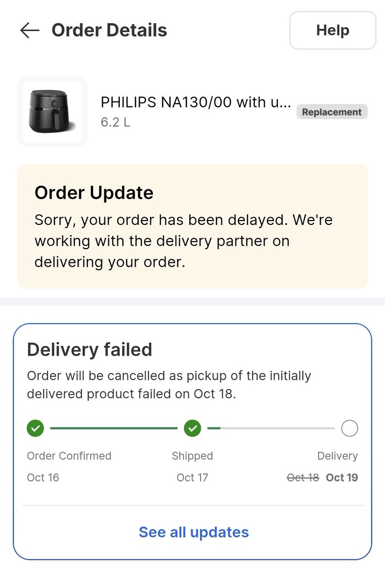 EhsaanArfin's tweet photo. @flipkartsupport @Flipkart @Philips You are simply harassing me. The order is is still incomplete since 12th Oct. There is no clue or confirmation if I will get it. I NEED MY REFUND. https://t.co/4uTYsJelll