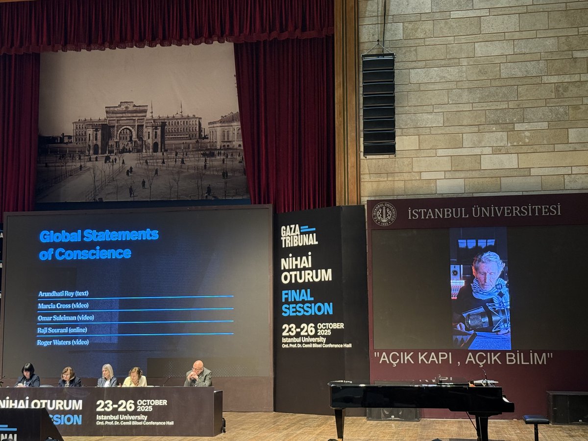 Açılış konuşmalarından;
Penny Green, Cemil Aydın, Raji Sourani, Roger Waters 

#GazaTribunal