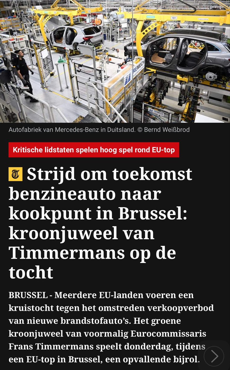Rob_Roos's tweet image. Zo pijnlijk typerend voor de politiek op EU- én nationaal niveau: eerst ideologisch doorduwen zonder visie, en daarna pas nadenken als de realiteit keihard toeslaat.
De uitfasering van de verbrandingsmotor kost straks 600.000 banen in de EU.
De schade is al aangericht — en nu…