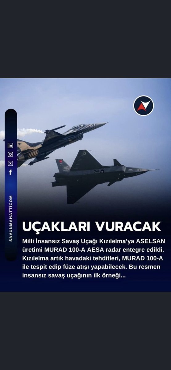 BenTurkum46's tweet photo. İsrail gazetesi Maariv:

Türk mühendislerin geliştirdiği yapay zeka destekli uçuş sistemleri, Kızılelma’yı tek başına karar alabilen, tehditleri analizle karşılık verebilen bir “hava muharebe zekasına” dönüştürdü.

Türkiye, hava savunma elektronik harp alanında bağımsız bir güç. https://t.co/pYUMzZGDMP
