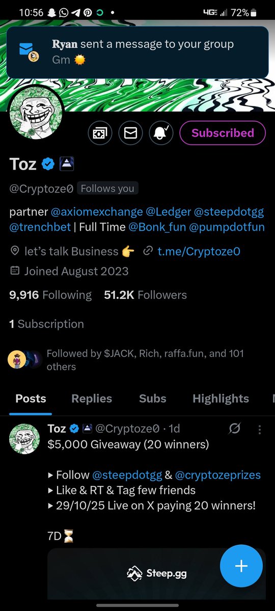 JstNil's tweet photo. @Cryptoze0 @green_but_red You always bring the best to the #Toz #Familys We're Winning We're legends here in @Cryptoze0 community.
@Ryanxbt1 https://t.co/6UL1OuXL1F