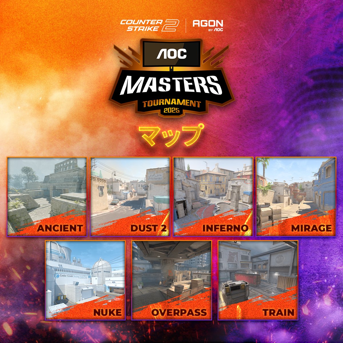 AGONBYAOCJP's tweet image. AOC Masters Tournament 2025

🎮 トーナメント形式

🌐 今すぐ登録：aocmasters2025.com

#AOCMasters2025 #CS2