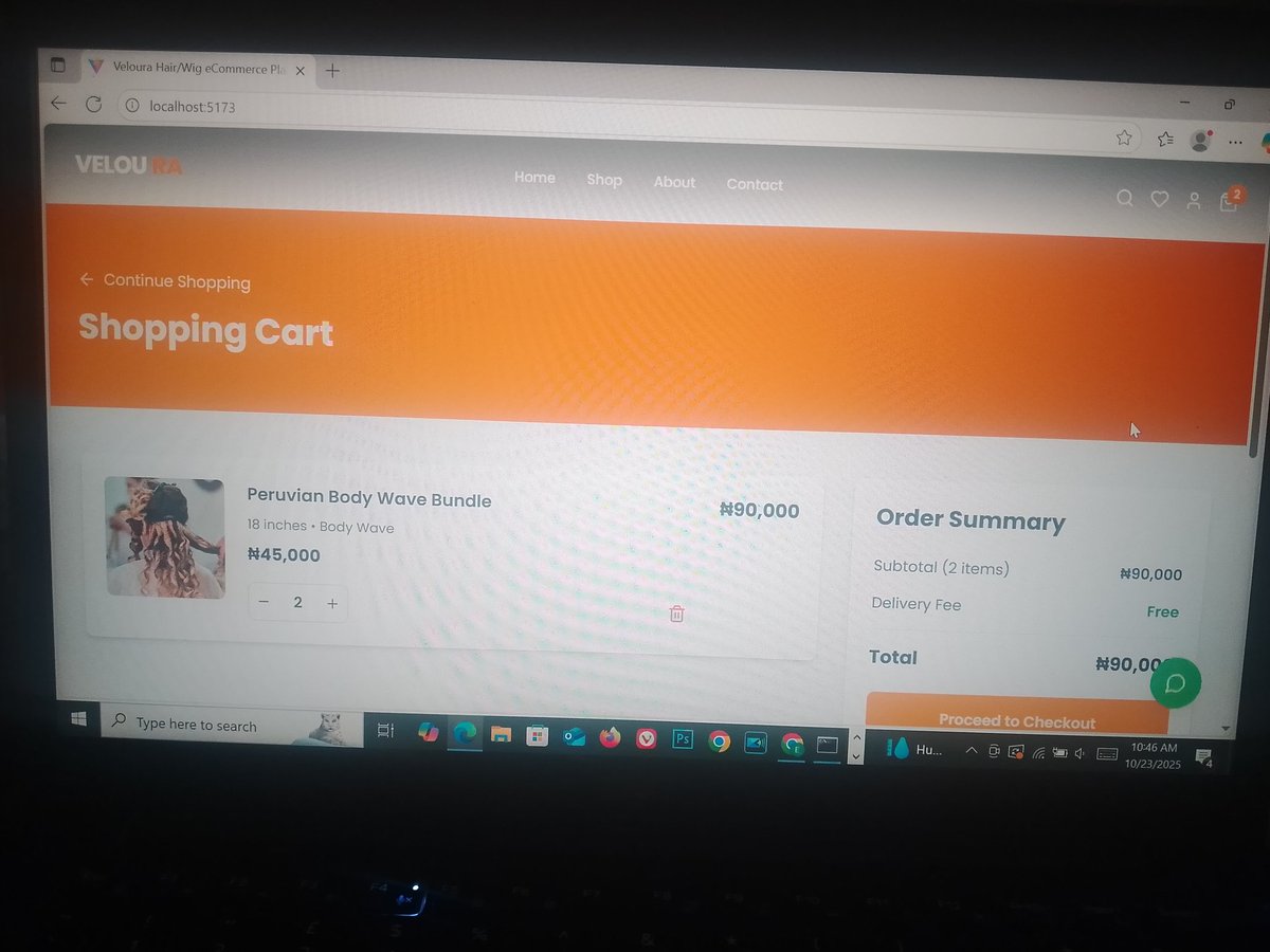 tech_evolv's tweet image. The Veloura Hair Cart Page — where design meets data flow 💫
Built with React.js + TypeScript, featuring real-time item management and total updates.
Because even code should feel classy. 💇‍♀️🛍️

#VelouraHair #ReactDeveloper #FrontendDesign #EcommerceDevelopment #WebDev #UIUX