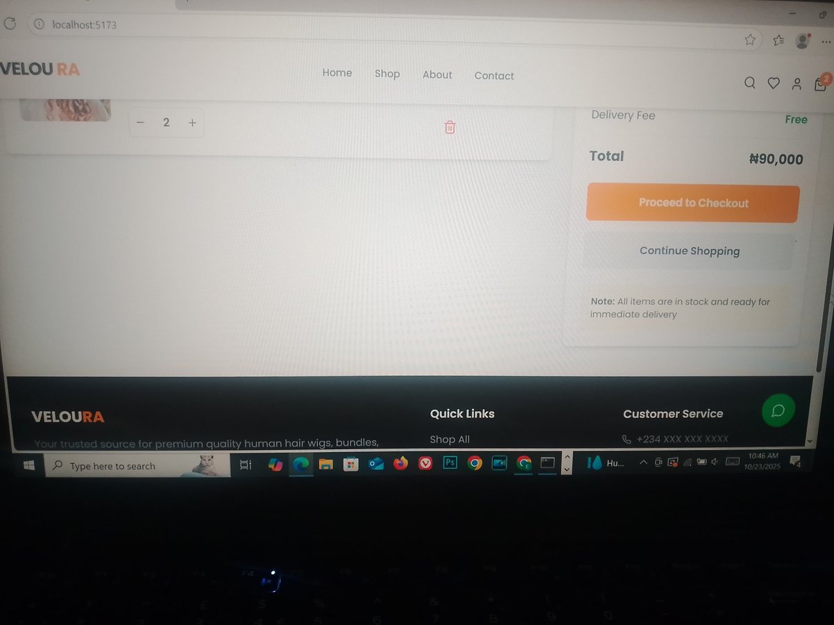 tech_evolv's tweet image. The Veloura Hair Cart Page — where design meets data flow 💫
Built with React.js + TypeScript, featuring real-time item management and total updates.
Because even code should feel classy. 💇‍♀️🛍️

#VelouraHair #ReactDeveloper #FrontendDesign #EcommerceDevelopment #WebDev #UIUX