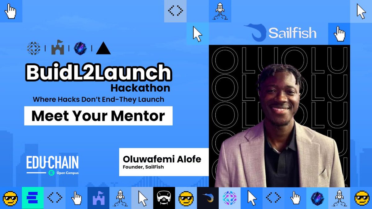 dcodeblock24's tweet image. Meet Your Mentor: Oluwafemi Alofe (Olu)

Founder of @SailFishFinance, the EduChain-native DEX redefining how builders launch.

With nearly a decade in blockchain, fintech, and DeFi, @Olusail has built through every market cycle, from experiments to full-scale ecosystems.

Now,…