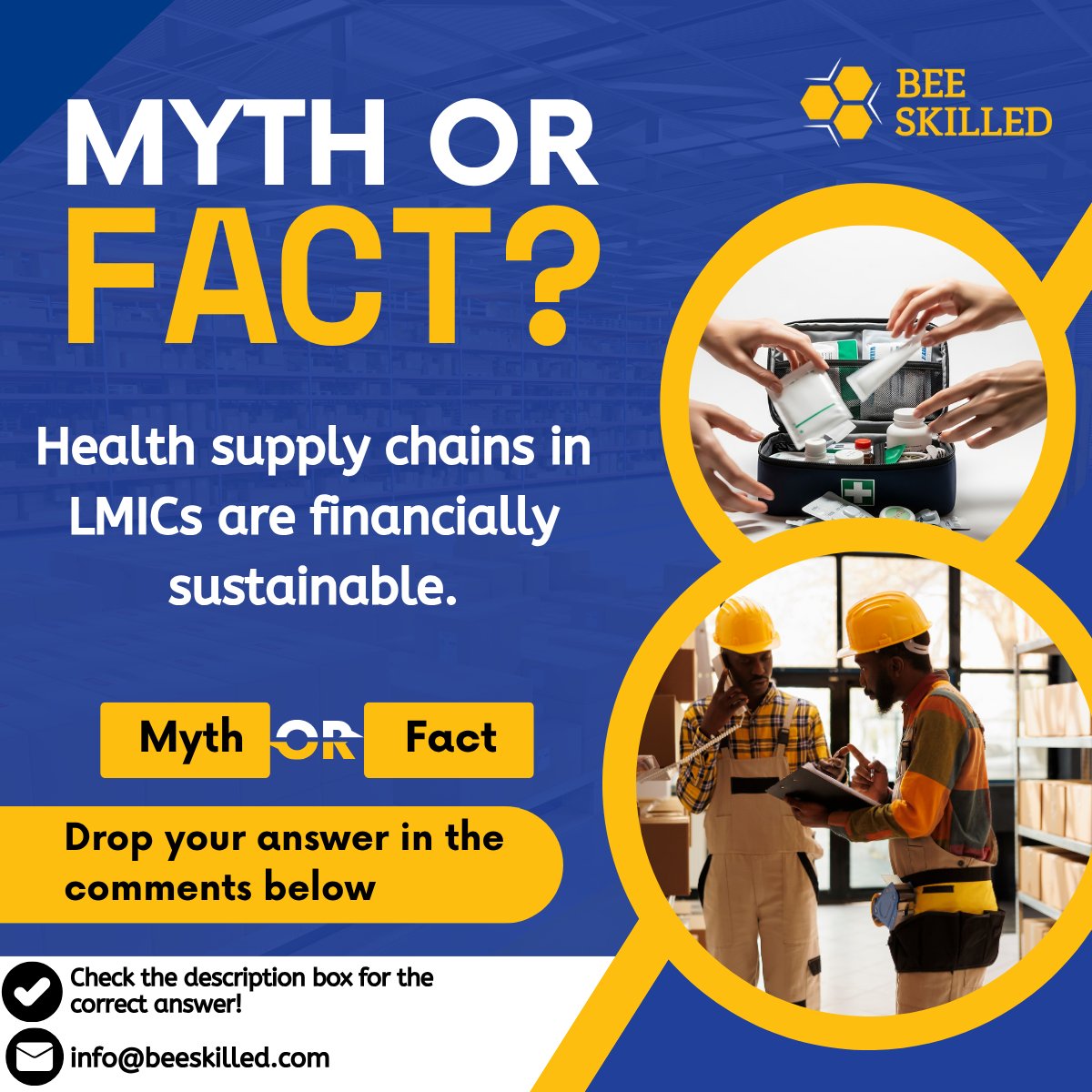 Myth: Health supply chains in low- and middle-income countries are financially sustainable. 

Fact: Most public health supply chains in LMICs are still heavily reliant on donor funding.

Read more here: ghsupplychain.org/sites/default/…

#MythOrFact #BeeSkilled #PublicHealth #GlobalHealth