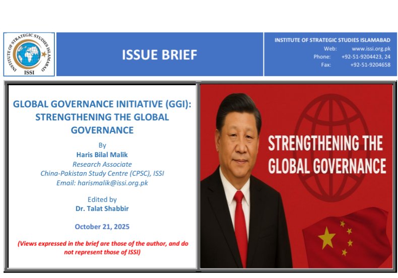 New #IssueBrief by me 
GGI – China’s call to reform global governance &amp; amplify Global South voices. Announced at SCO+ Summit 🇨🇳, GGI reaffirms multilateralism, equity &amp; sovereign equality
🔗 issi.org.pk/issue-brief-on…  
#GGI #GlobalSouth #CPSCISSI #Multilateralism  #China