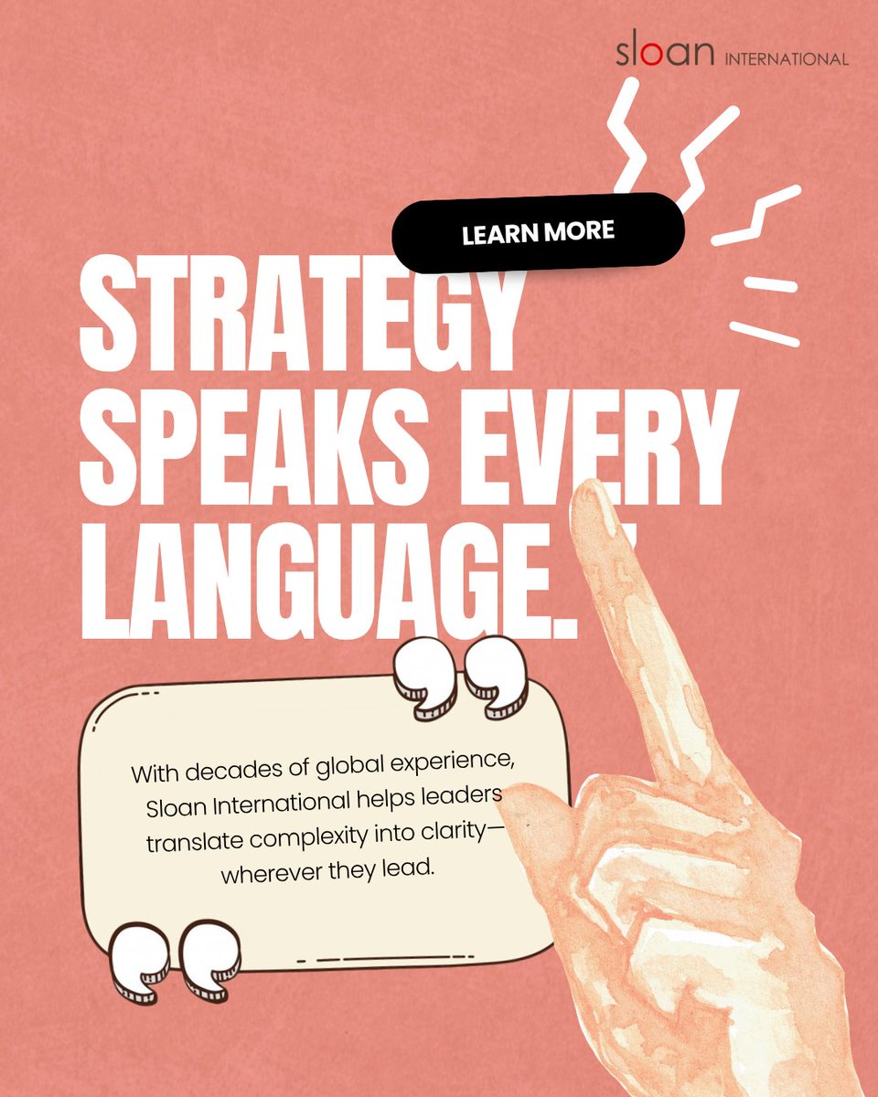 JuliaASloan's tweet image. Across industries and continents, one thing remains constant: the need to think strategically. With decades of global experience, Sloan International helps leaders translate complexity into clarity—wherever they lead.

sloaninternationalconsulting.com/services/
*
*
#StrategicThinking #LearningLabs