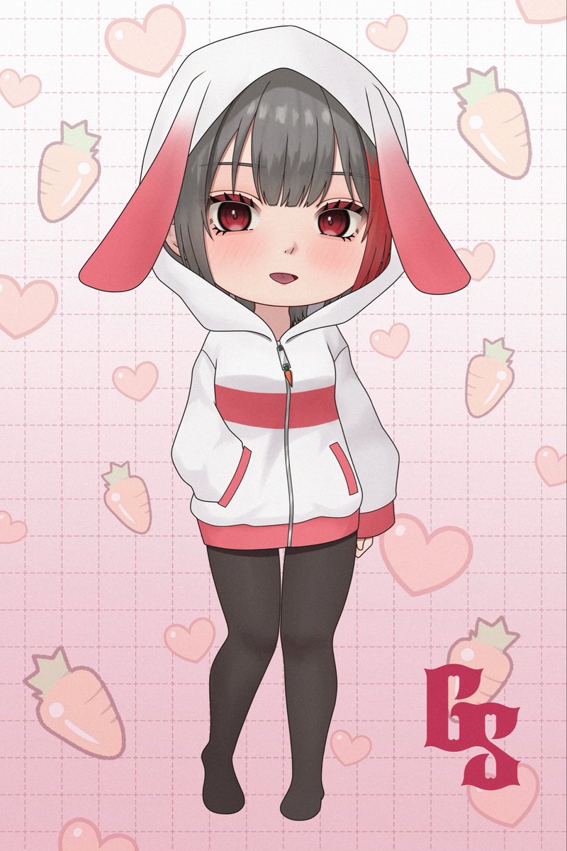#イラスト　#亜月美紅　#カラーヒューマンズ
「うさぎさん🐰」
うさぎさんっぽいパーカーです😊😊😊