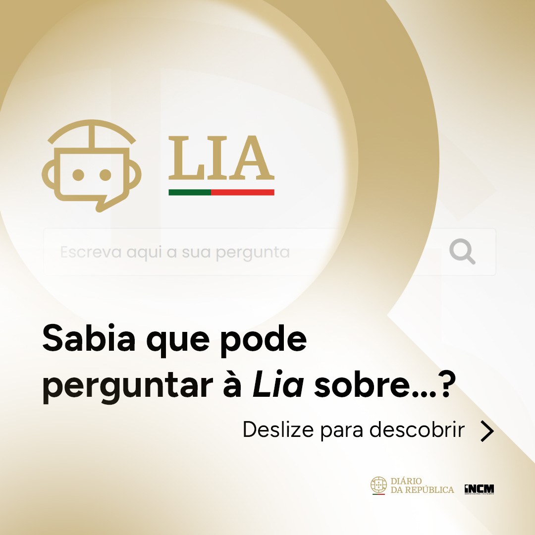 diariorepublica's tweet photo. À procura de respostas na lei? Ou à procura da lei?
Aceda https://t.co/E60QArBw4J ou descarregue a aplicação Diário da República para dispositivos móveis e experimente.
#pergunteaLia #LiaDR #diariodarepublica #incm https://t.co/2Rk3l7eqWq