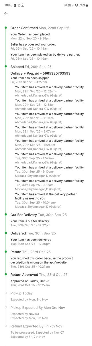 sanketr06's tweet photo. @Flipkart Now it showing 3rd nov almost 1 month in returning product.
From ordering 22sept to 3rd nov and still continue... https://t.co/LfobKrAGUl