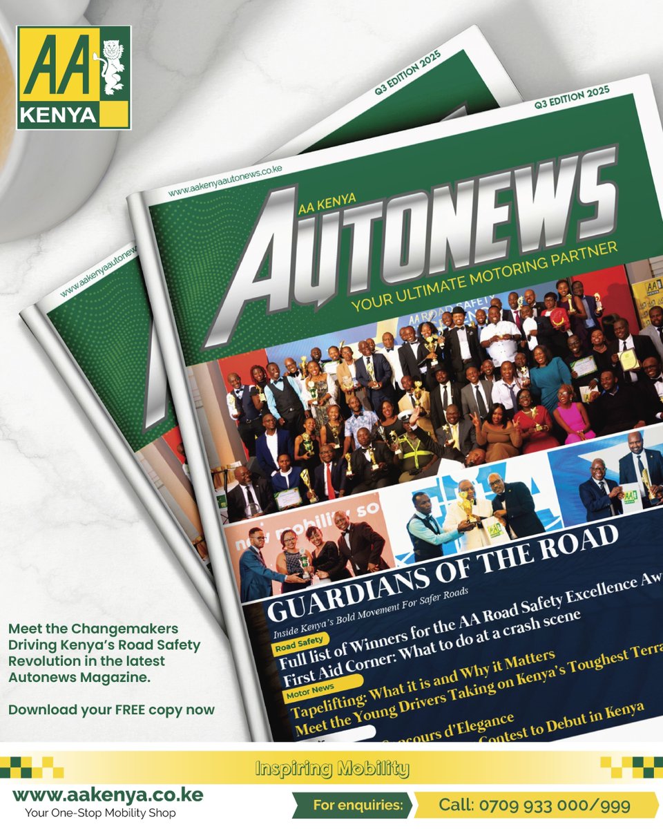 Who is behind Kenya’s road safety revolution?
Find out in the latest edition of Autonews Magazine 'Guardians of the Road’ that shines a spotlight on Kenya's Road Safety Champions. Download your free copy here: aakenyaautonews.co.ke/emagazine/
#Autonews #InspiringMobility