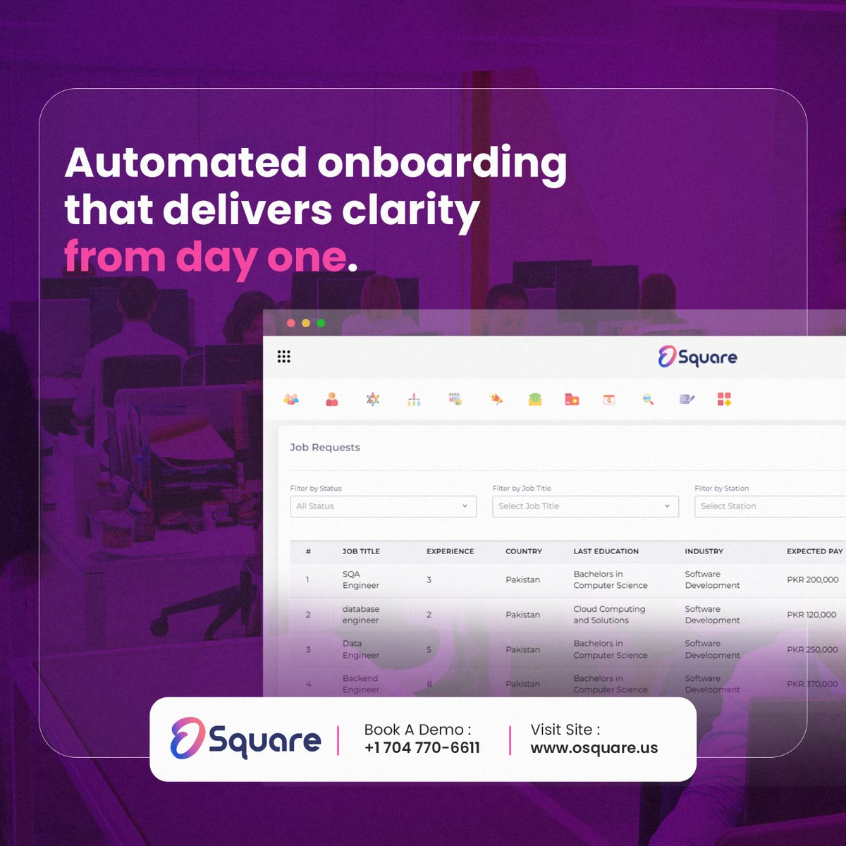 RahatNisa123's tweet image. Automate onboarding like a pro
With OSquare’s Smart Onboarding System, every step from hiring to orientation is seamless, fast, and efficient. 
No delays. No confusion. Just smooth starts from day one! 💼

🌐 osquare.us

#OSquare #SmartOnboarding #HRTech #ERPSoftware