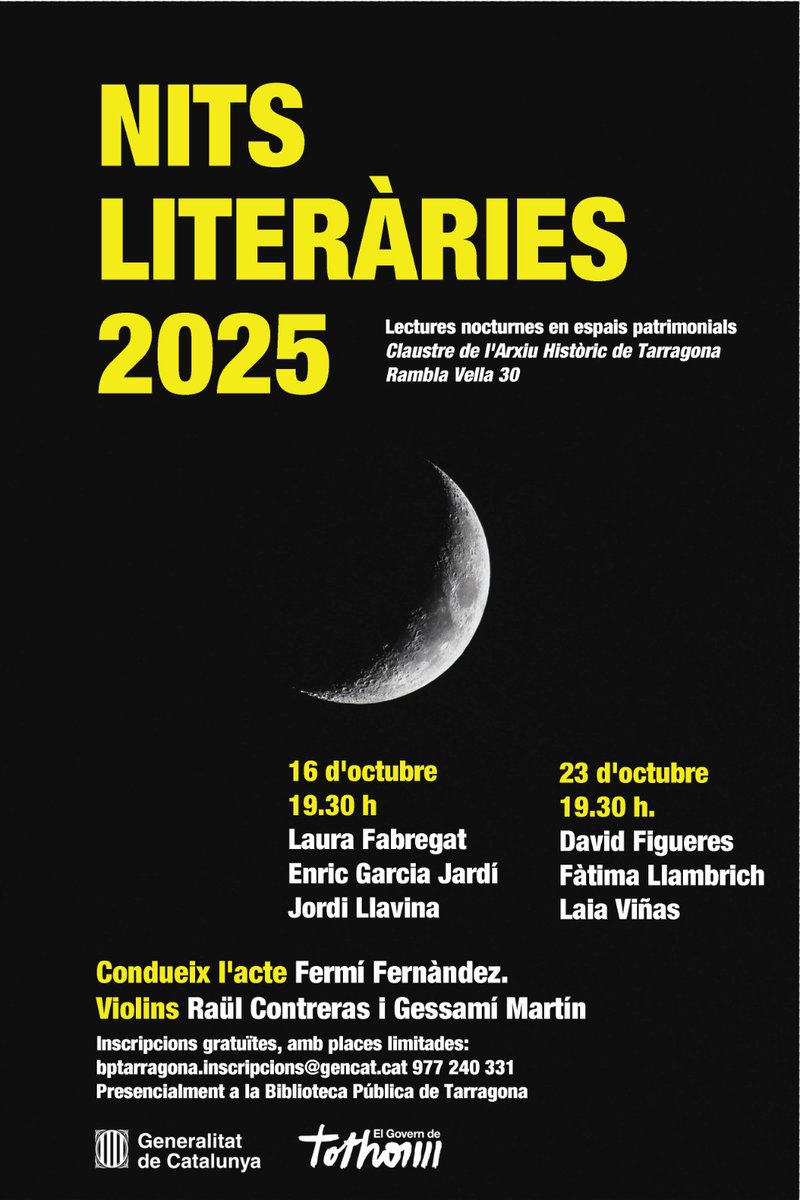 A Tarragona fem la segona i última sessió de les Nits Literàries, amb entrades exhaurides. Avui escoltarem a <a href="/davfigueres/">David Figueres</a> <a href="/fatimallambrich/">Fàtima Llambrich</a> i <a href="/laiaviab/">Laia Viñas</a>