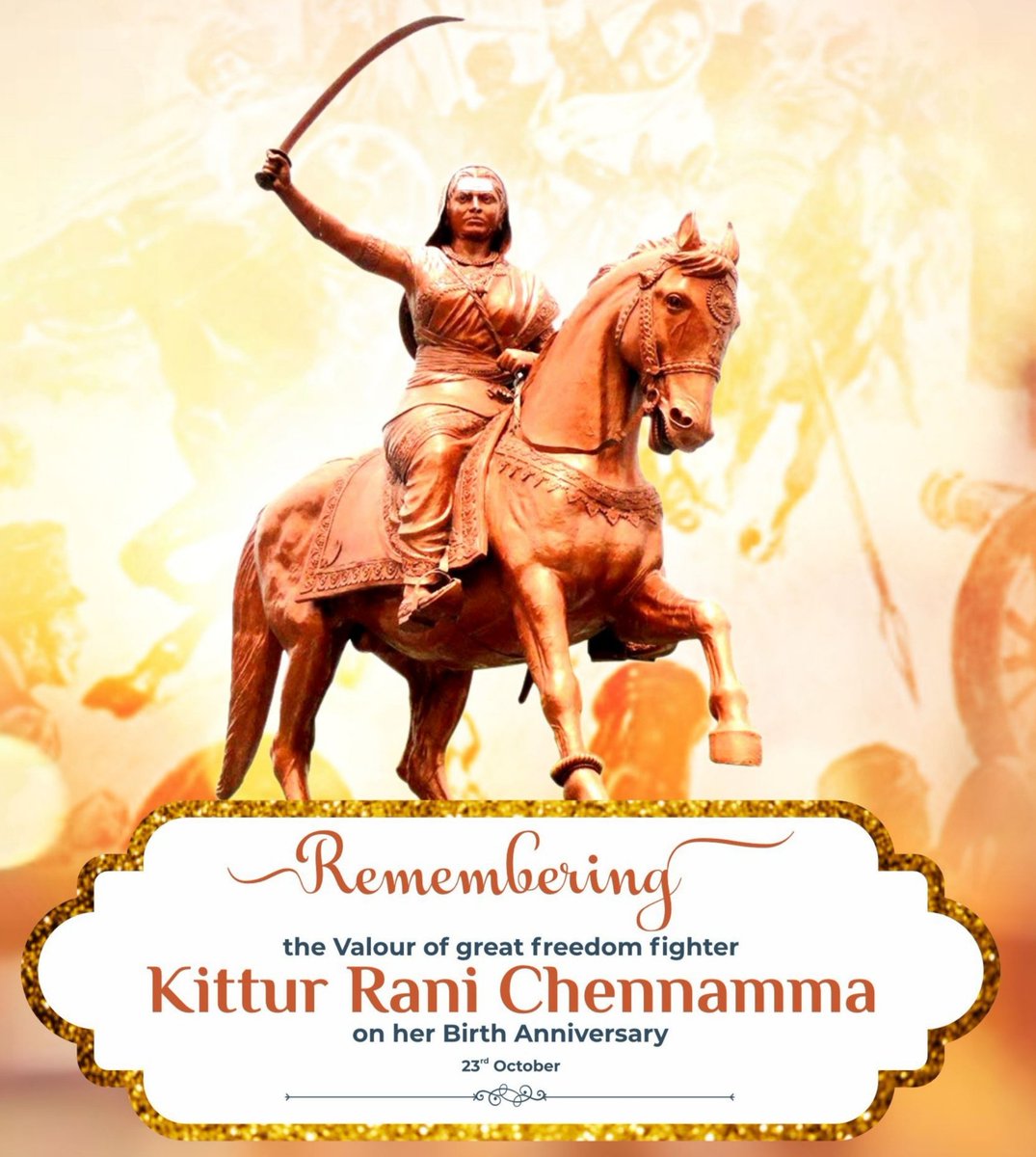 omprakash678's tweet image. My humble tributes to #KitturRaniChennamma on her birth anniversary — a fearless warrior queen who lit the torch of resistance against #Britishers...

#Kittur #RaniChennamma valour, leadership &amp;amp; unwavering spirit continue to inspire generations in fight for justice &amp;amp; self-respect