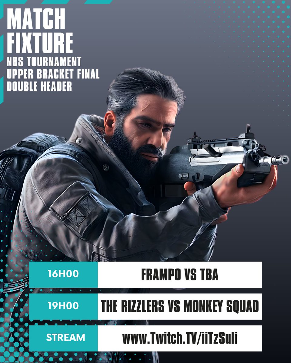 Get ready for an epic double header matchday as Frampo Esports takes on the winners of Horizon Esports vs ANoD, followed by The Rizzlers facing off against the Monkey Squad in the Upper Bracket Final of this year's <a href="/Esports_NBS/">NBS Esports</a> Tournament!  

<a href="/iiTzSuli/">iiTzSuli</a> will be broadcasting both