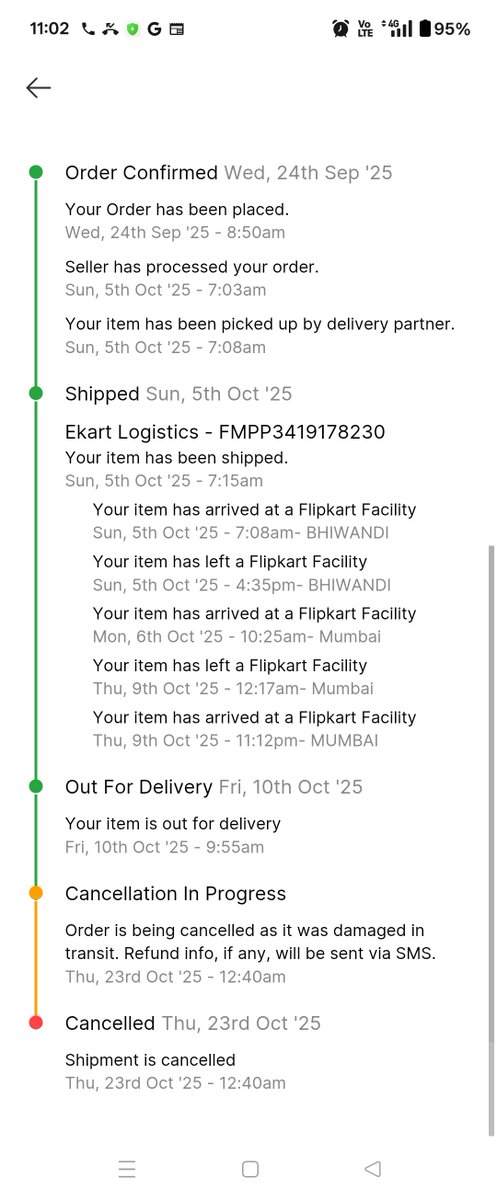 sv31786's tweet photo. @Flipkart made me wait 1 month for a refrigerator, only to cancel it saying damaged in transit. No compensation for the delay or hassle. This isn’t service — it’s negligence. Raising this with @ConsumerForum_In. #FlipkartFail #ConsumerForum #bigbilliondays2025 #FlipkartScam https://t.co/TmgT57FeeF