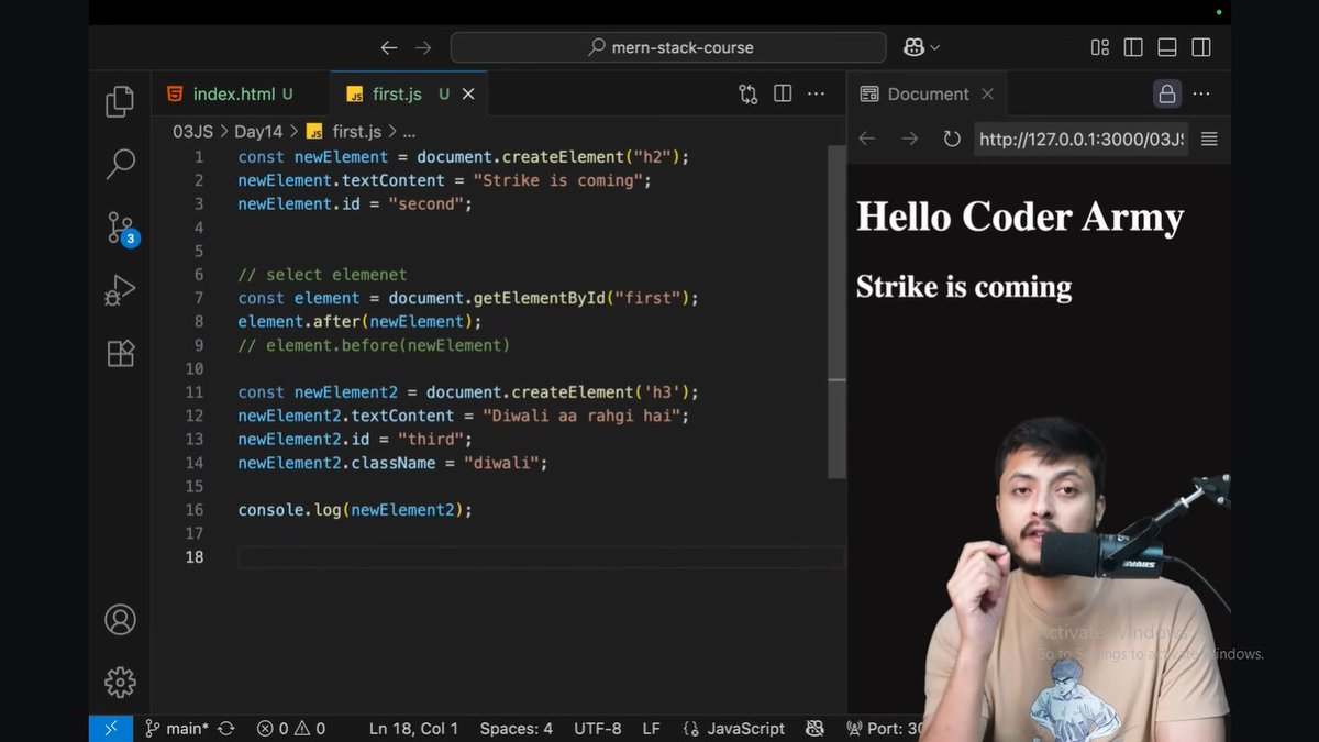SachinK82390021's tweet image. My web development journey Day(22) - Javascript Lecture(14), Lecture(15)
#CoderArmy #webdevelopment #javascript #css