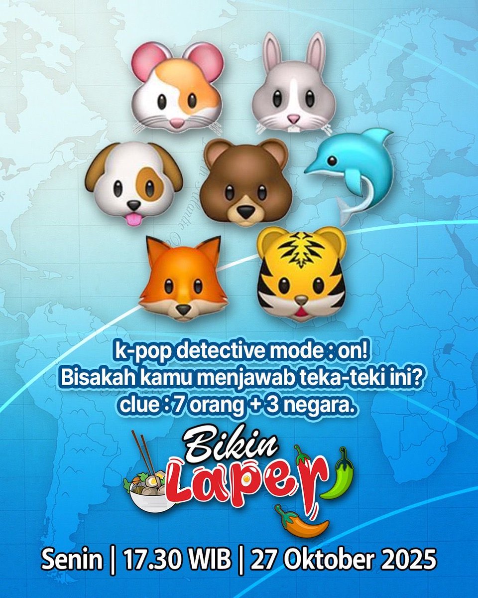 WAKTUNYA TANTANGAN SERU! 🕵🏻‍♀️

ADA TAMU RAHASIA DI BIKIN LAPER YANG IDENTITASNYA HARUS KAMU BONGKAR! 🔎

SIAPAKAH GRUP TERSEMBUNYI DI BALIK PETUNJUK DI ATAS? TULIS JAWABANMU DAN BUKTIKAN KAMU DETEKTIF TERBAIK! 👇🏻