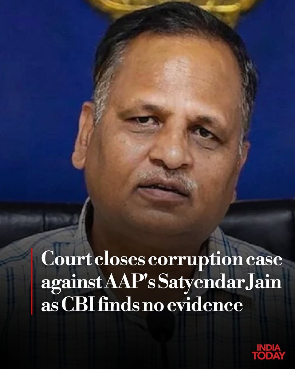 SandeepMenon0's tweet image. A Delhi court on Monday closed an alleged ce corruption case registered against Aam Aadmi Party (AAP) leader and former Delhi minister Satyendar Jain, after the CBI submitted that it found no evidence against . 

#AAP #SatyendraJain #CBI #Court #ITCard