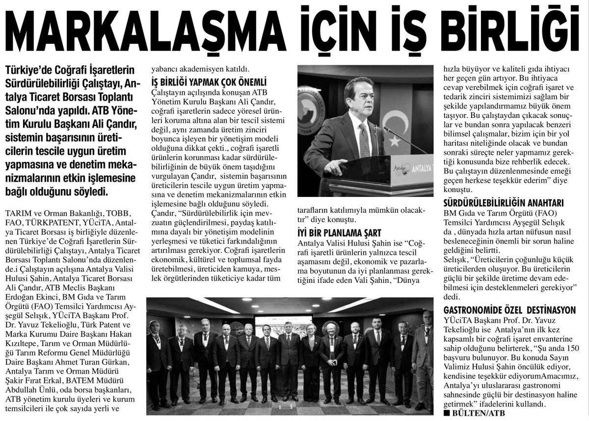 23.10.2025/ Coğrafi İşaretlerin Sürdürülebilirliği  Çalıştayı'nın basına yansımaları