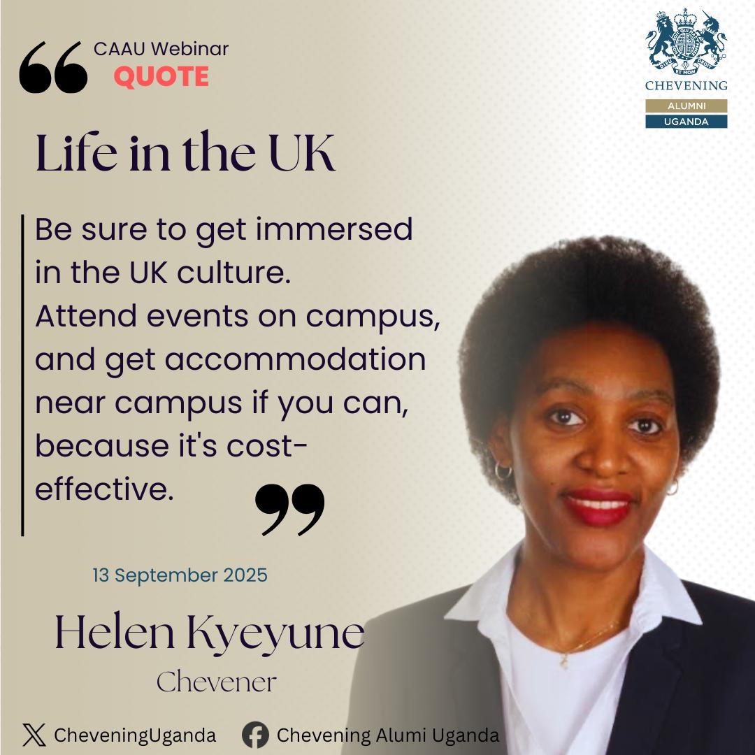 Sending our best wishes to all 2025/26 Chevening Scholars who recently arrived in the UK and have begun their studies. 

Alumna Helen Kyeyune shares tips to help you make the most of your Chevening experience.