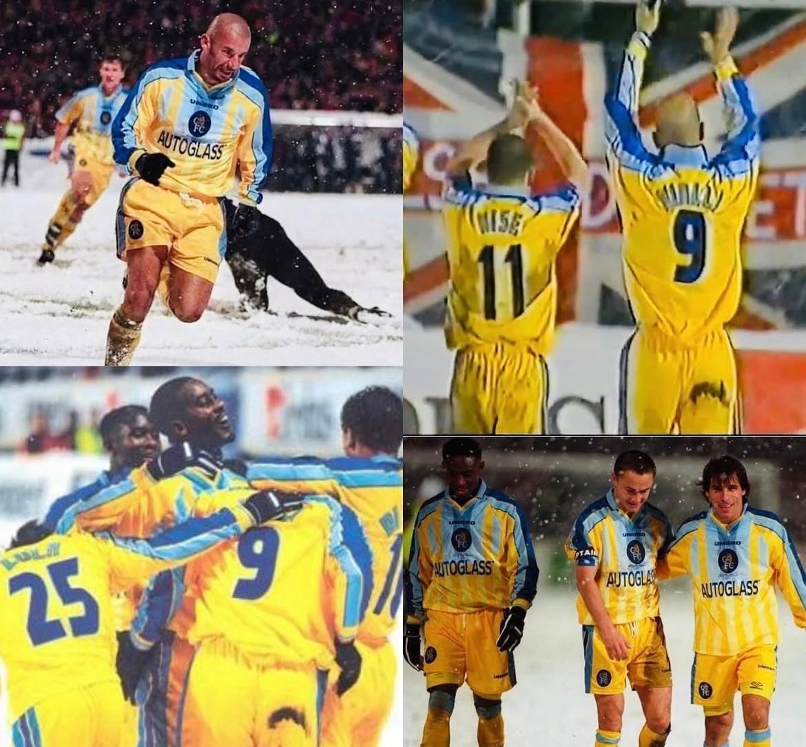 CHELSEA REWIND: On this day in 1997, Chelsea lost 3-2 away in snowy Tromso in the ECWC. ❄️ 

Gianluca Vialli scored 2 vital late away goals. Chelsea progressed comfortably into the next round after winning the second leg 7-1
at Stamford Bridge. ⛄️