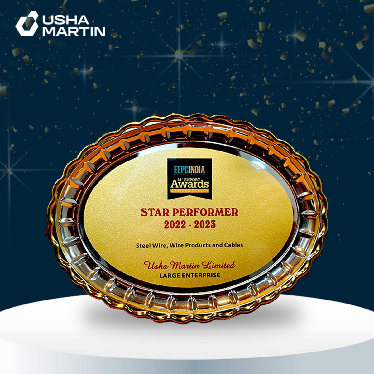 UshaMartinLtd's tweet image. Proud to share that Usha Martin has won the ‘Star Performer’ Award at the 40th &amp;amp; 41st EEPC INDIA Awards by @EEPCIndia, celebrating our excellence in engineering exports.

Thanks to our team, partners &amp;amp; EEPC India for this honour! 

#UshaMartin #EEPCIndia  #ExportExcellence