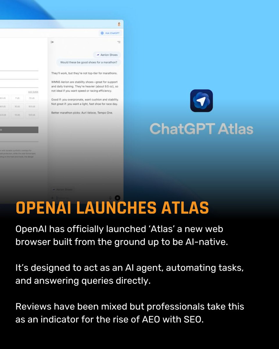 beetechyllc's tweet image. 🧠 OpenAI introduced Atlas, its new enterprise-ready AI system.

Atlas is built to supercharge organizational efficiency with workflow automation and real-time knowledge integration.

Think ChatGPT for enterprise infrastructure.

#AI #BeeTechy #TechTrends