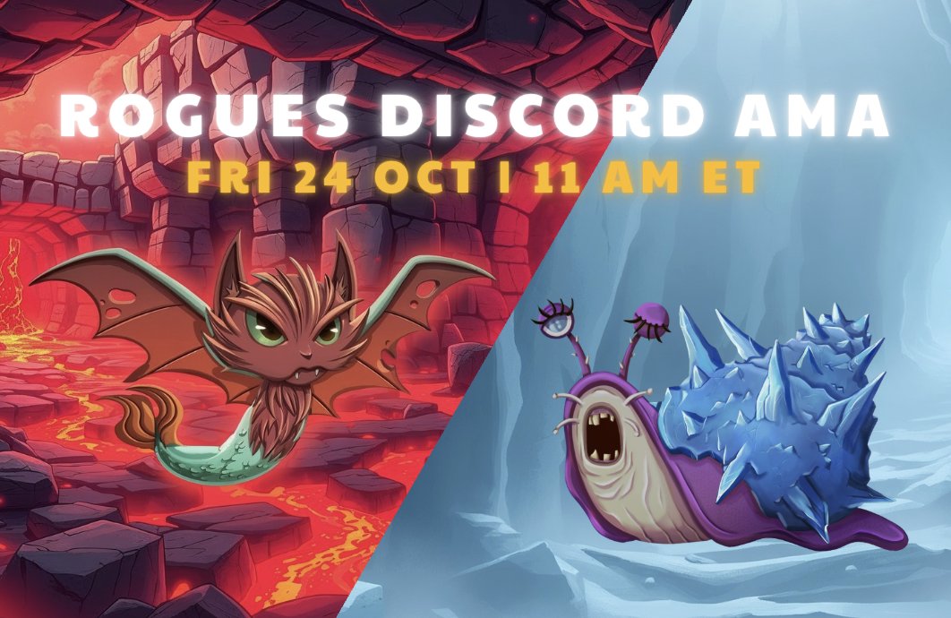 EXCLUSIVE ✨ For Rogues ONLY 👇

🪩 PRIVATE Friday hang-out:
📆 24 Oct @ 3PM UTC
📍Discord (link in thread)

We'll talk about:

🦊 Upcoming <a href="/playoutmine/">Outmine 🎮</a> Pets Mint  
🦊 Your Holder Bonuses of GEMS, Allowlist Spots &amp; more for the mint 
🦊 What about your <a href="/heroesoftheflow/">Heroes of the Flow🏅🎮</a> NFTs?! 
🦊