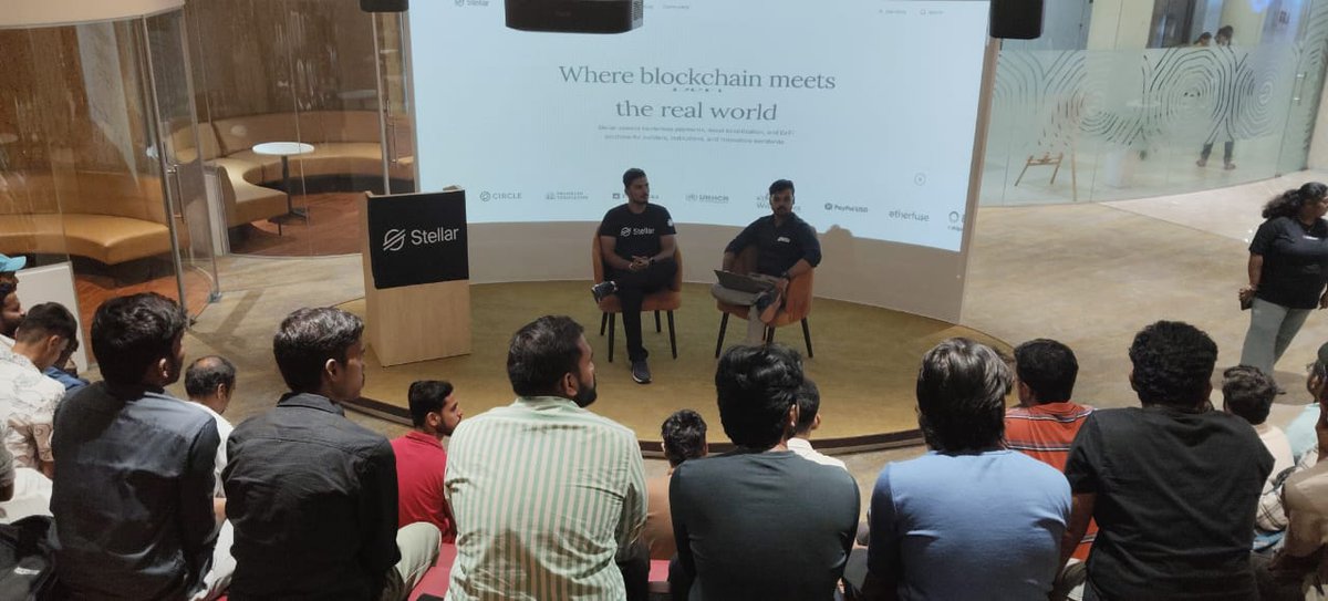 Late post but a few days ago I attended my first-ever Blockchain event in Hyderabad with <a href="/ItKirvn/">Kiran Patel</a>!

Learned a lot about the <a href="/StellarOrg/">Stellar</a> Development Foundation and met amazing people from the Web3 community and  <a href="/hyderabaddao/">Hyderabad DAO</a> team.
<a href="/BuildWithManav/">Manav</a>
 @stellar_ind  
#Web3 #Blockchain