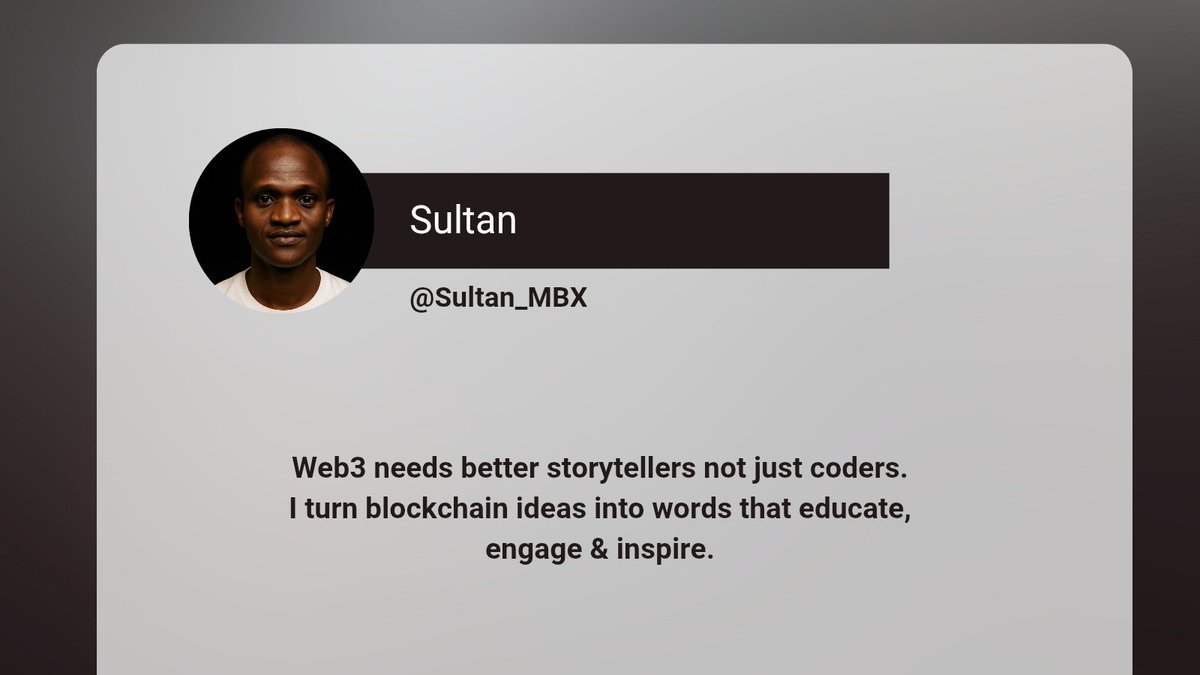 Sultan_MBX's tweet image. Web3 needs better storytellers  not just coders.
I turn blockchain ideas into words that educate, engage &amp;amp; inspire.

📩 Open for Web3 writing roles!
#Web3Writer #CryptoContent #Blockchain