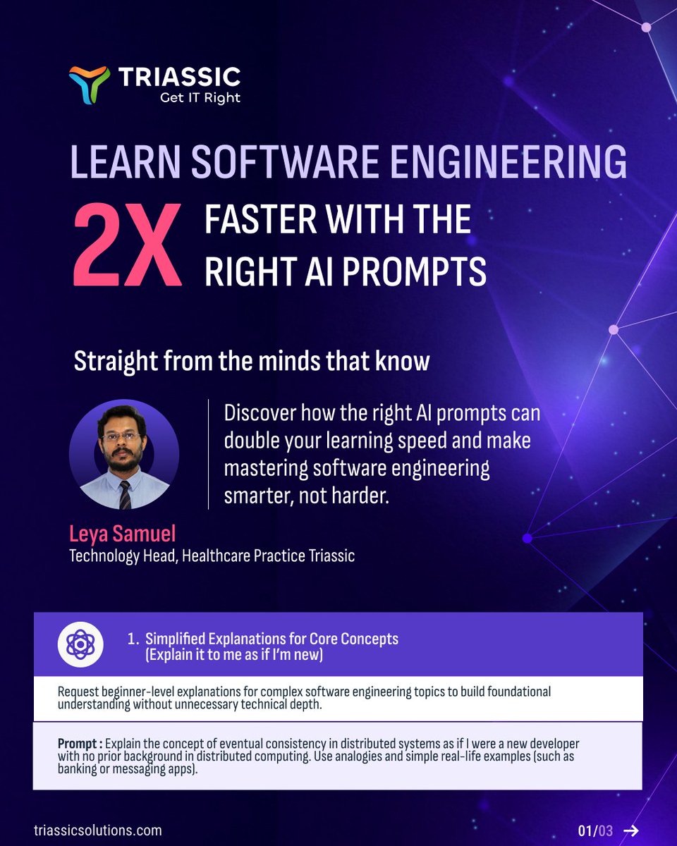 TriassicSolns's tweet image. Learn software engineering 2× faster with the right AI prompts.
Use AI for structured learning, real code examples & iterative feedback.
Reply "Prompt" and we’ll DM the ready-to-use prompts.
#AI #SoftwareEngineering #Learning #TriassicSolutions #DevTips