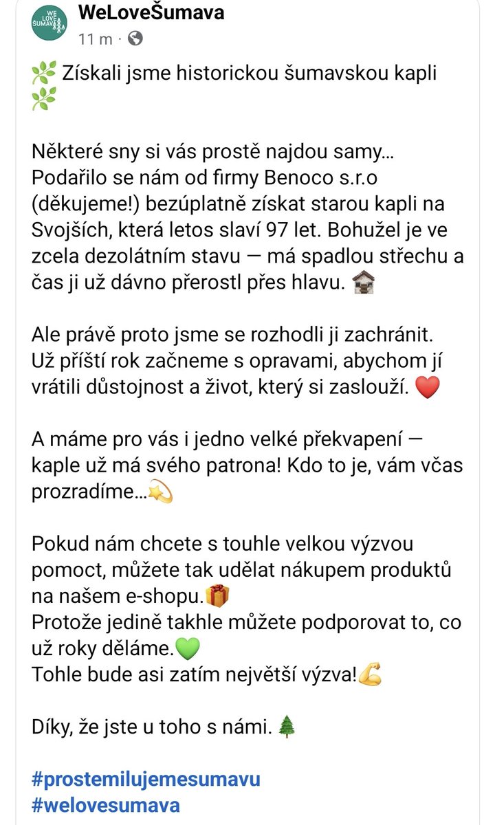 ZFronkova's tweet photo. Kaple ve Svoších. Dočkala se.👍🍀
#welovesumava https://t.co/FQCFbK328P