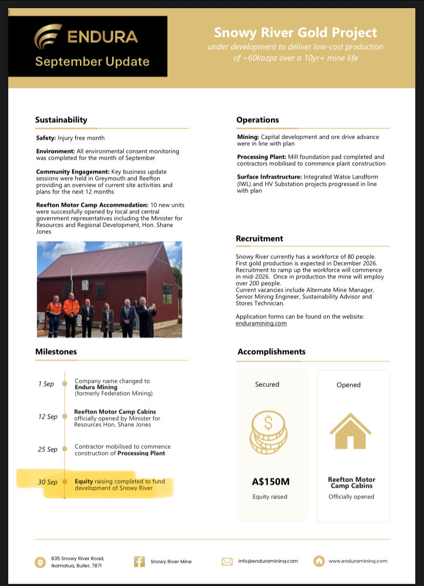 LittleTreesCap's tweet image. As mentioned in Endura Minings latest update they have secured the necessary financing to progress the development. I’m still of the view that Endura will buy out the royalty between now and the 28th October