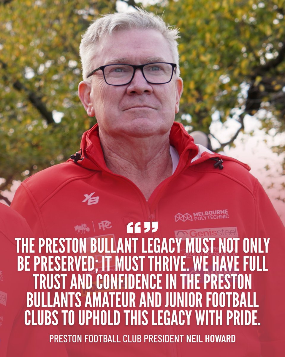 "The Preston Bullant legacy must not only be preserved; it must thrive" 🐜

Hear why we're backing the Preston Bullants Amateurs and Juniors as custodians of Preston City Oval in 2026: prestonfc.com.au/post/proud-to-…