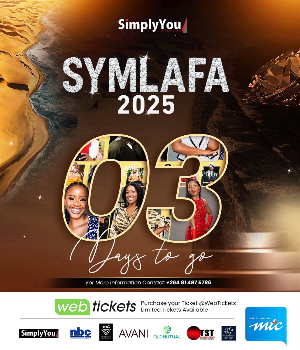 𝐃𝐀𝐘 𝟑 — 𝐓𝐡𝐞 𝐆𝐥𝐨𝐰 𝐢𝐬 𝐆𝐞𝐭𝐭𝐢𝐧𝐠 𝐋𝐨𝐮𝐝𝐞𝐫

Energy rising. Glamour loading.
3 days until we celebrate Namibian Excellence in full sparkle. 

#SYMLAFA2025 #BlackTieAndDiamonds