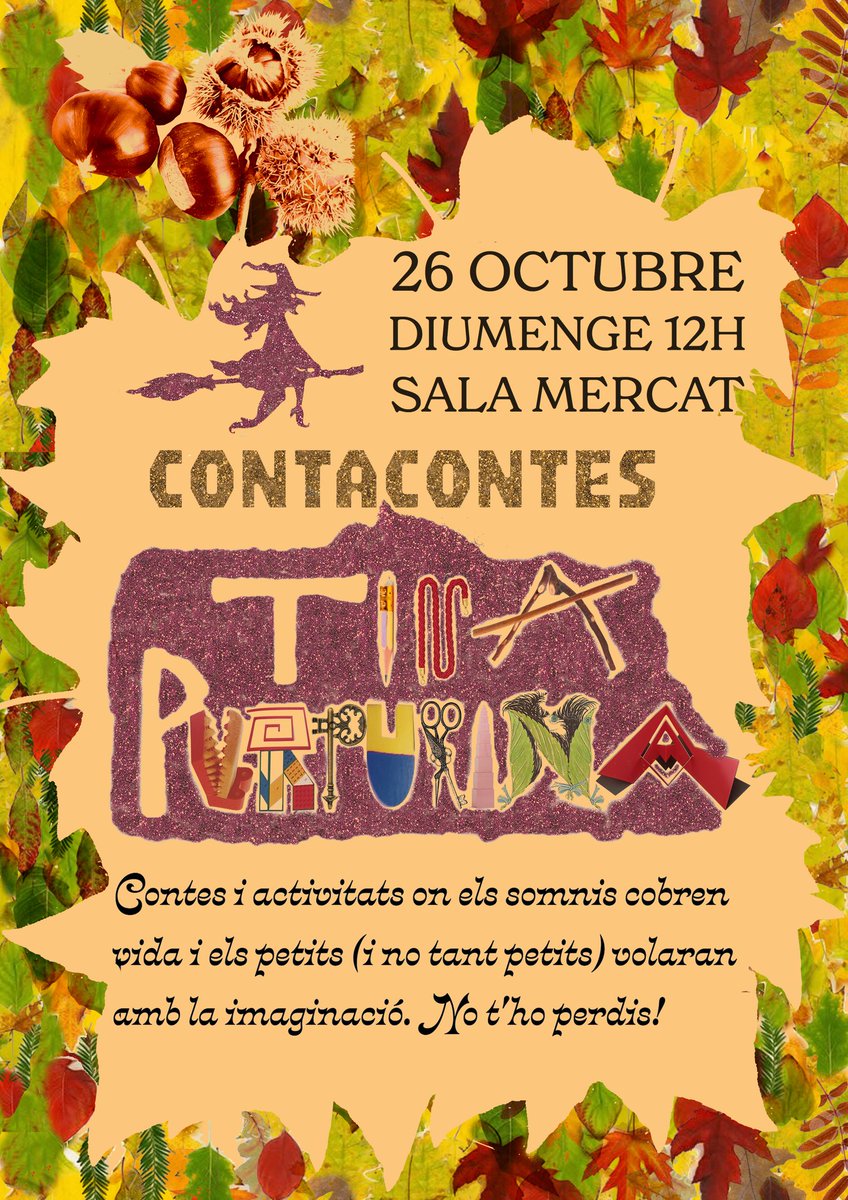 Santoni_dom's tweet photo. Els somnis cobren vida! ✨
Aquest diumenge 26 d’octubre a les 12h, a la Sala Polivalent del Mercat, la Tina Purpurina arriba amb contes i aventures màgiques 🌰🪄
#Contacontes #ActivitatsFamiliars #TardorCultural
#MercatDominicaldeSantAntoni #Queferelsdiumenges #SantAntoni https://t.co/f7MtV0UaUR