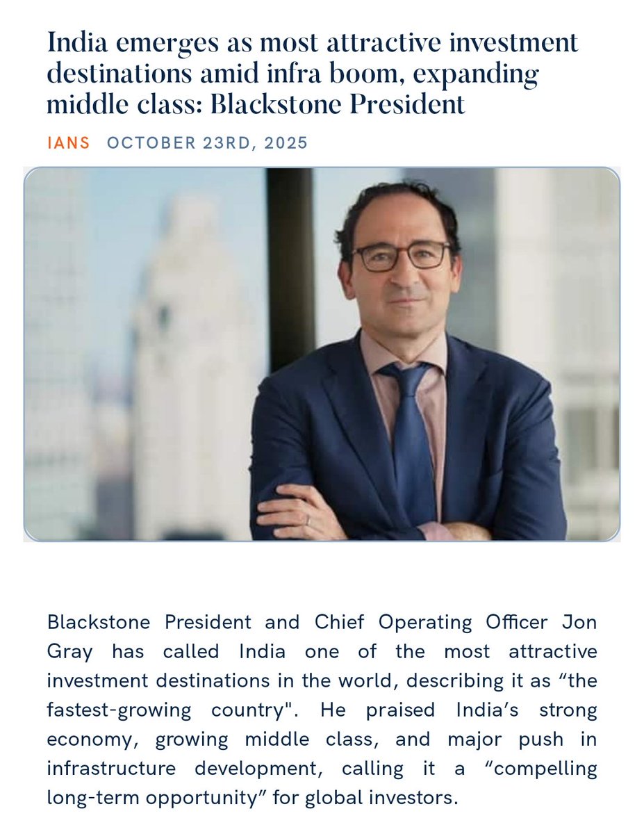 India emerges as most attractive investment destinations amid infra boom, expanding middle class: Blackstone President
ianslive.in/india-emerges-… 

via NaMo App