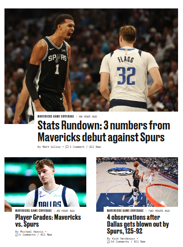 If you need Mavs-Spurs reading, check out Mavs Moneyball dot com

Podcast is on YT, Pod Maverick
Also wherever you get your audio pods. Apple, Spotify, etc. 