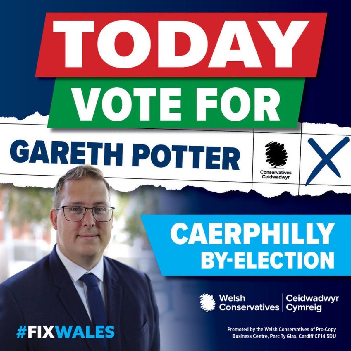 🚨 Polls are now open for today’s Senedd by-election in Caerphilly.

🔵 Only the <a href="/WelshConserv/">Welsh Conservatives 🏴󠁧󠁢󠁷󠁬󠁳󠁿</a> have a clear, bold, and achievable plan to #FixWales

🗳️ A Vote for me is a vote for a hardworking &amp; dedicated Senedd member who will stand up for you in Cardiff Bay
