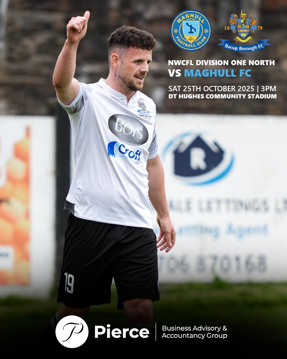ALL GOOD - WE GO AGAIN ⚽️👊
🆚<a href="/maghullfc/">Maghull Football Club</a> 
🏆<a href="/nwcfl/">The NWCFL ⚽️</a> 
🗓️25/10/25
🕒3pm
📍DT Hughes Community Stadium | L31 3DY
🎟️£5 Adults - £3 Concession
🍻Bar will be open
🥟Hot &amp; Cold food available