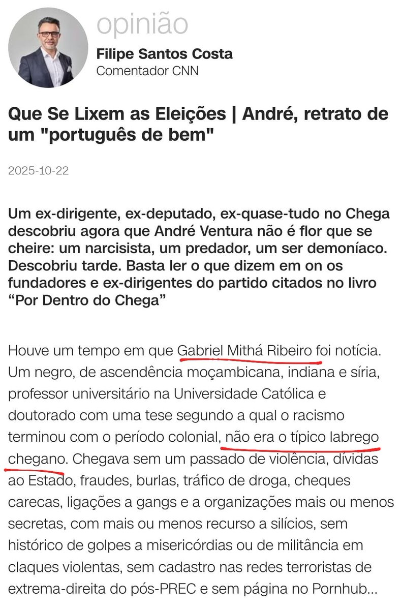 Filipe Costa não disse!

Apenas escreveu... Por outras palavras.

Depois vem falar de ódio e ataques de ódio. Este senhor não odeia ninguém, é a paz personificada que ama os seus opositores. 🥹