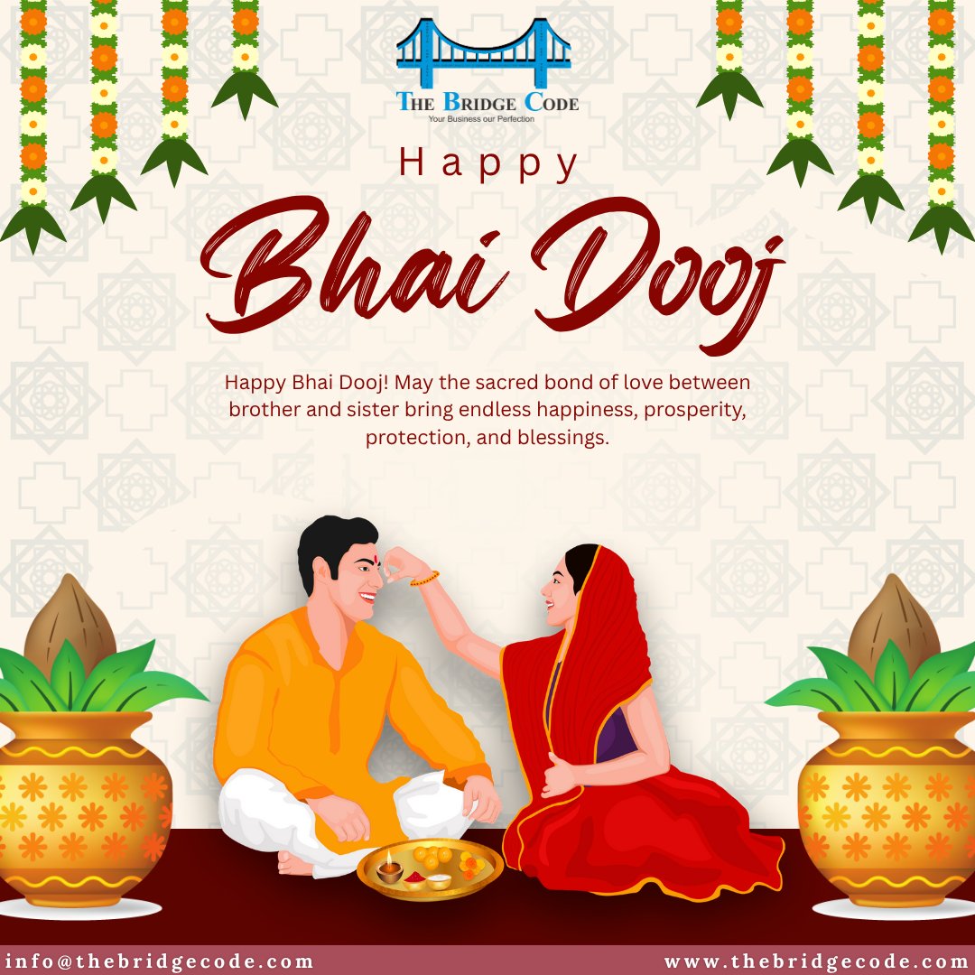thebridgecode's tweet image. Wishing everyone a very Happy Bhai Dooj! On this beautiful festival that celebrates the pure bond between brothers and sisters, may love, trust, and togetherness continue to grow stronger with each passing year.
#HappyBhaiDooj #BhaiDooj #SiblingLove #BrotherSisterBond #Festival
