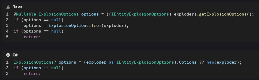 Dyvinia's tweet image. maybe im doing the java wrong here but god i hate writing in java as a c# person. its so unnecessarily verbose and as a result is so much slower/confusing to read