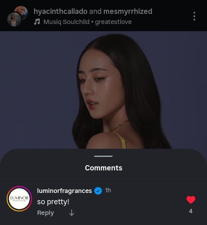 simp4hya's tweet image. engage guysss!!! the luminor fragrances also commented on her instagram post